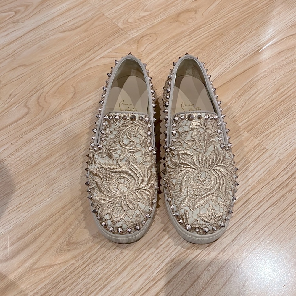 Christian Louboutin lace spike sneakers, size 37.